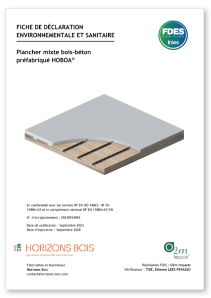 Fiche FDES du plancher mixte bois béton HOBOA